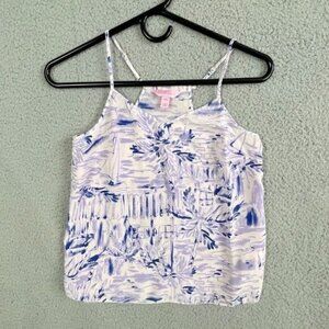 LILLY PULITZER WOMENS SILK CAMISOLE SIZE XXS BLUE LAVENDER DESIGN